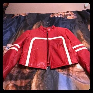 Red leather jacket
